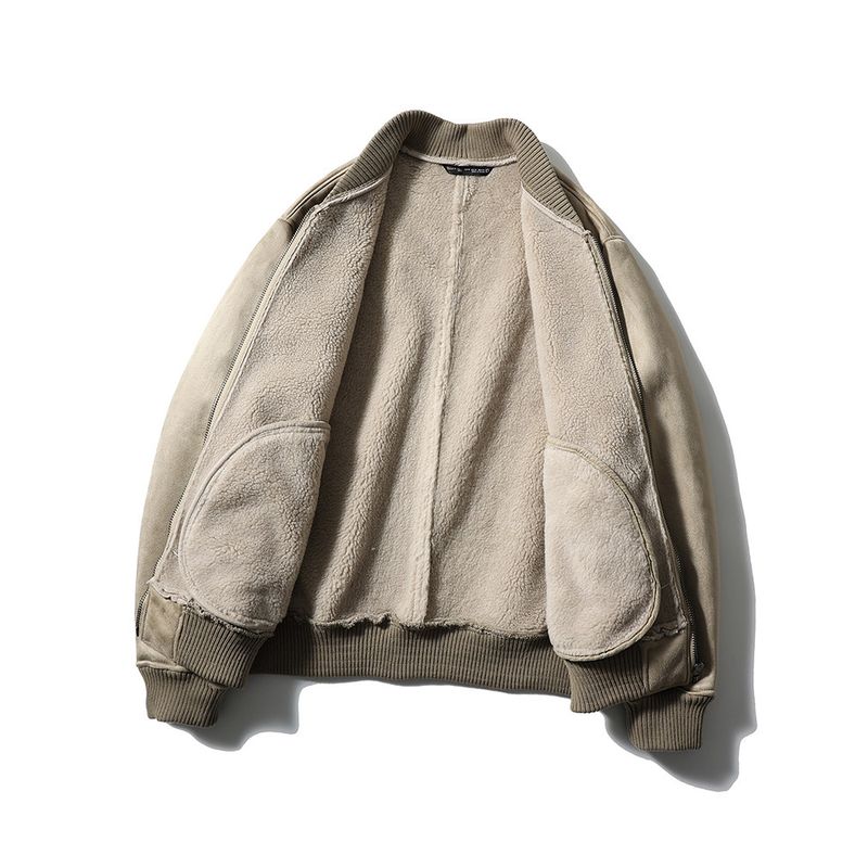 American Retro Style Suede and Fur Integrated Lamb Wool Coat for Men, Winter Foreign Trade Men's Clothing, Fleece-Lined Jacket