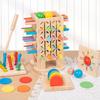 Montessori Game Wooden Stick Tower Toy Color Shapes Sorting Toy Motor Skills Development Stick Counting Math Toy For Kids