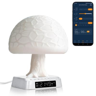 Светильник-будильник Mushroom Tree с приложением Управление биологическими часами Регулировка времени Естественный окружающий белый шум Прикроватный светильник Идеально подходит для рабочего освещения,