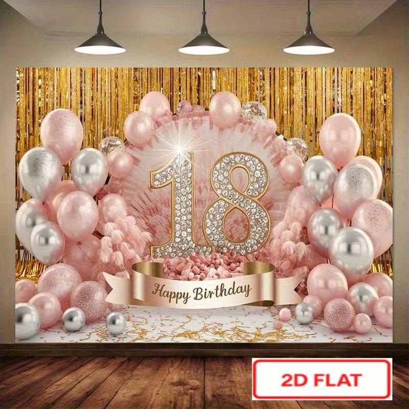 2D плотный фон для фотобудки на 18-летие, цвет розовое золото, с бриллиантами