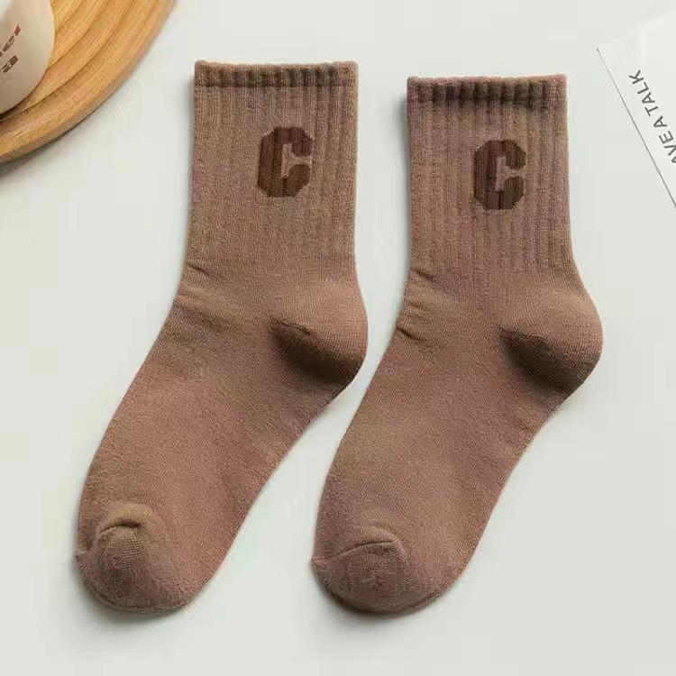 Женские полосатые носки средней длины для похудения, универсальный высококачественный модный дизайн для осени/зимы, стиль Forest Campus с буквой C
