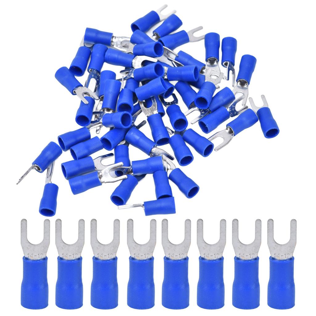 50Pcs Fork Terminal Insulated 14‑12AWG Wire Crimp Connector Set Kit for Equipment SV3.5‑4
