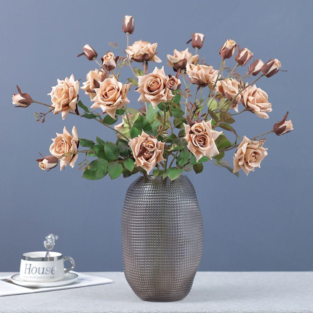 Ретро имитация розы цветок роскошные искусственные цветы искусственная роза ветка свадебный декор вечеринка