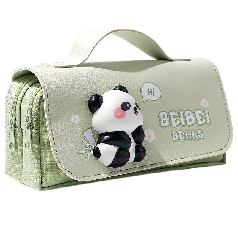 Cute Cartoon Capybara Panda Pen Bag Fashion 3-Layer Large Capacity Stationery Organizer Multifunctional Pen Box Children Gifts