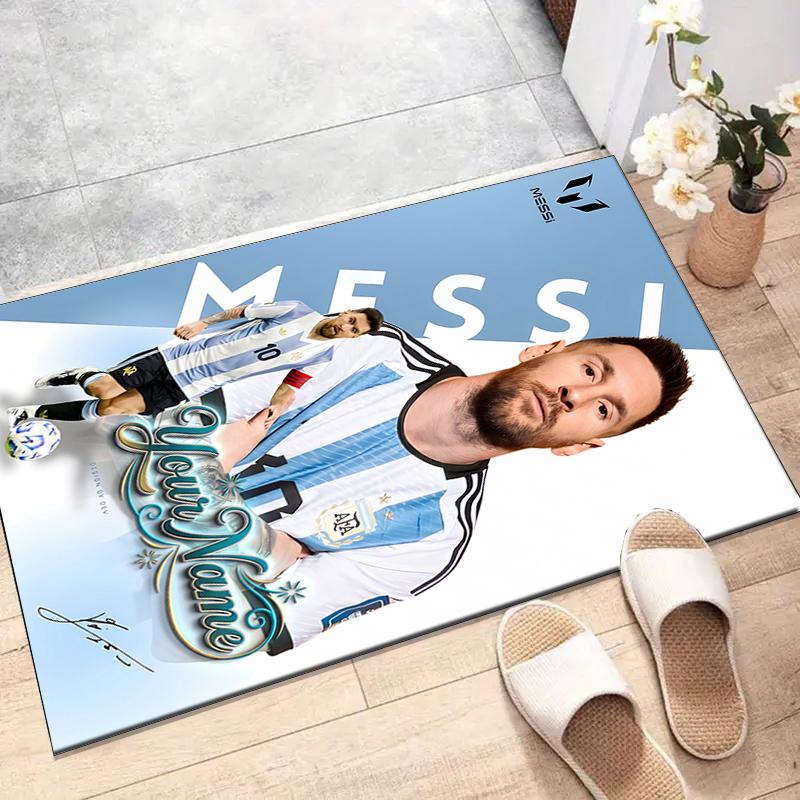 M-Messi Design Area Rug Personalized Name- Non-Slip, Soft & Cozy Floor Mat for Living Room, Office - Indoor/Outdoor Carpet