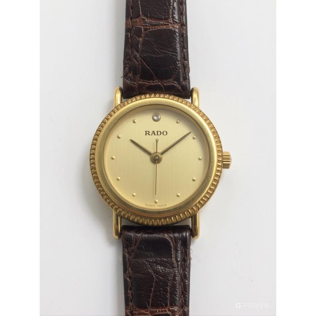 Использованные Сегодня только RADO Rado Винтажные Женские Часы Золотой Циферблат Черный Кожаный Ремешок Рабочий Предмет (Батарея заменена) Видео — это ИИ