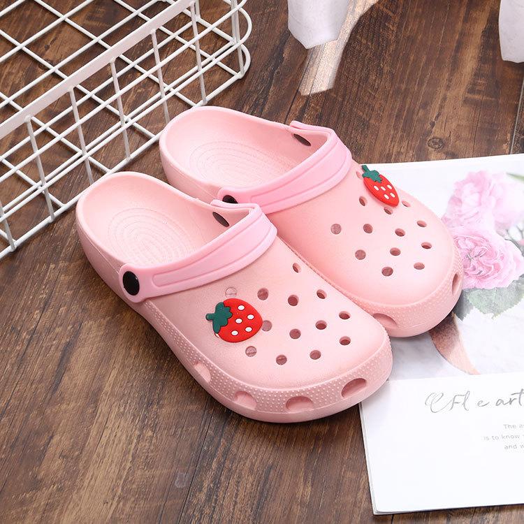 Летние женские 1 сандалии для сада на платформе с рисунком фруктов, тапочки для девочек, пляжная обувь, модные сандалии для отдыха на открытом воздухе, сандалии для женщин