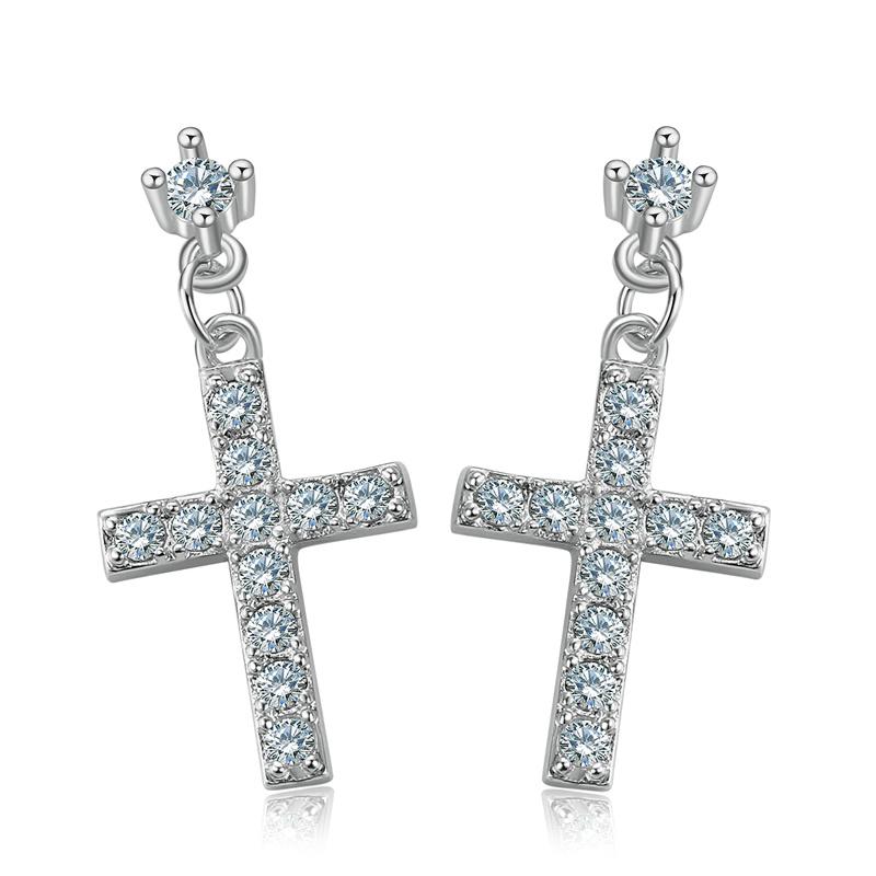 Top Quality ZYE328 Classic Cross Crystal Silver Color Earring Fashion Jewelry Made with Austrian Crystal