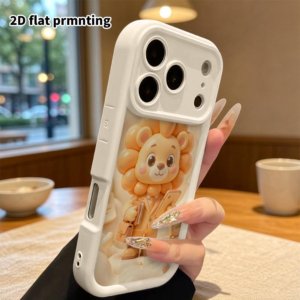 Phone Case: 2D flat design suitable for iPhone 18 17 16 15 14 13 Pro protective case, little office lion, perfect Christmas and Halloween holiday gift
