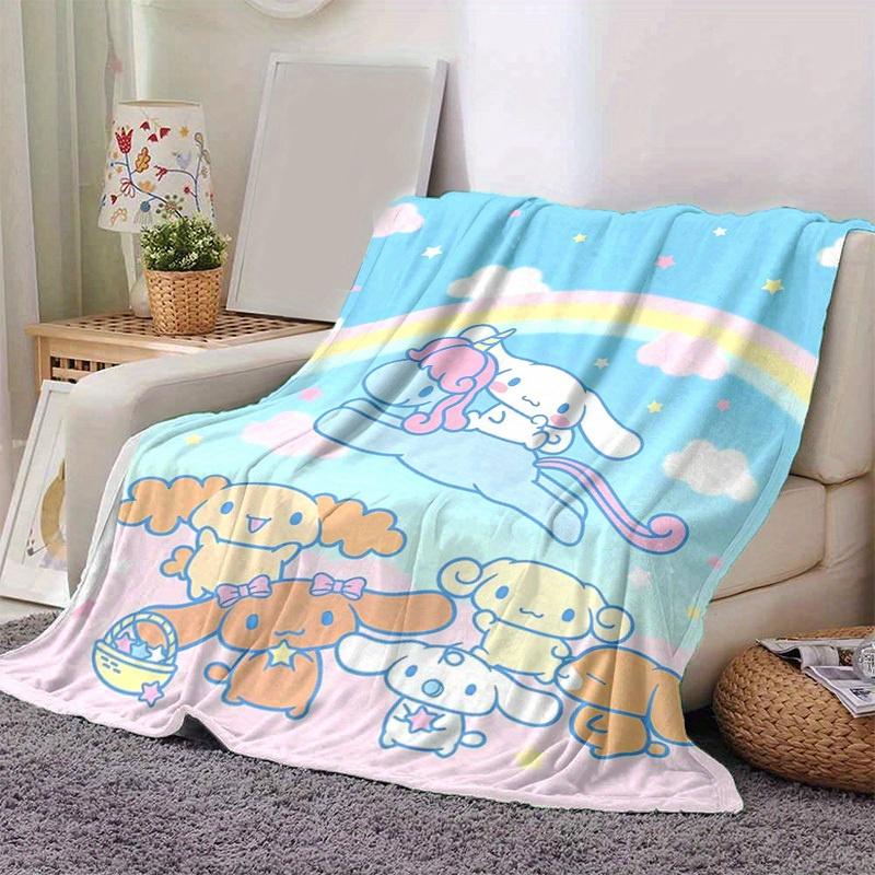 1pc, Sanrio Cozy Home Decor: Soft Flannel Blanket for Bedroom, Living Room & Travel, Perfect Gift! Unicorn & Bunny Design Sofa Throw, Outdoor Beach Bl