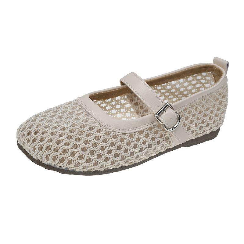 Туфли-сетка с полым плетением, женские летние новые универсальные простые туфли Мэри Джейн с тканым ремешком