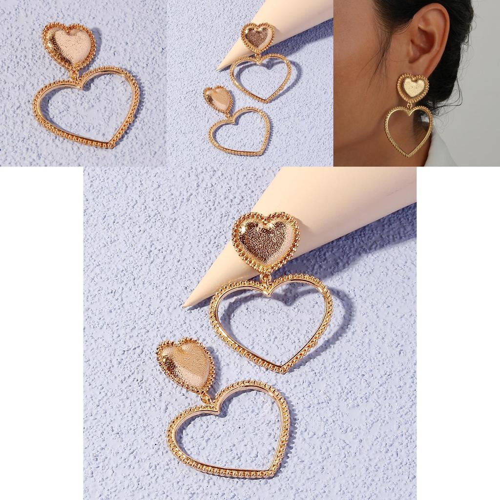 W240 Heartshaped Earrings With Electroplated Alloy For Wedding And Gift Giving