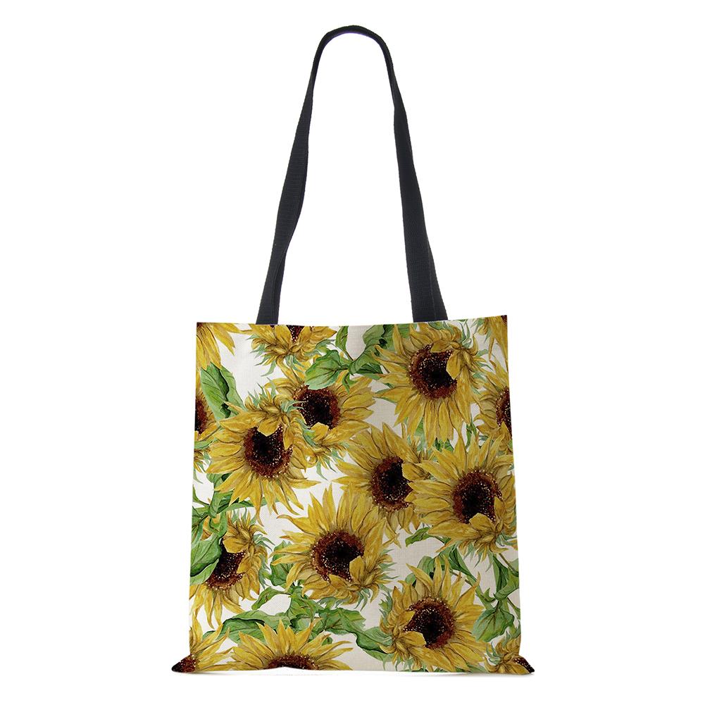 Сумка через плечо с растениями и цветами, пейзаж 2022, женская многоразовая холщовая сумка-тоут для покупок, простая повседневная складная сумка большой вместительности