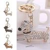 Fashion Dachshund Dog Alloy Rhinestone Key Chain Bag Car Pendant Decor Keyring