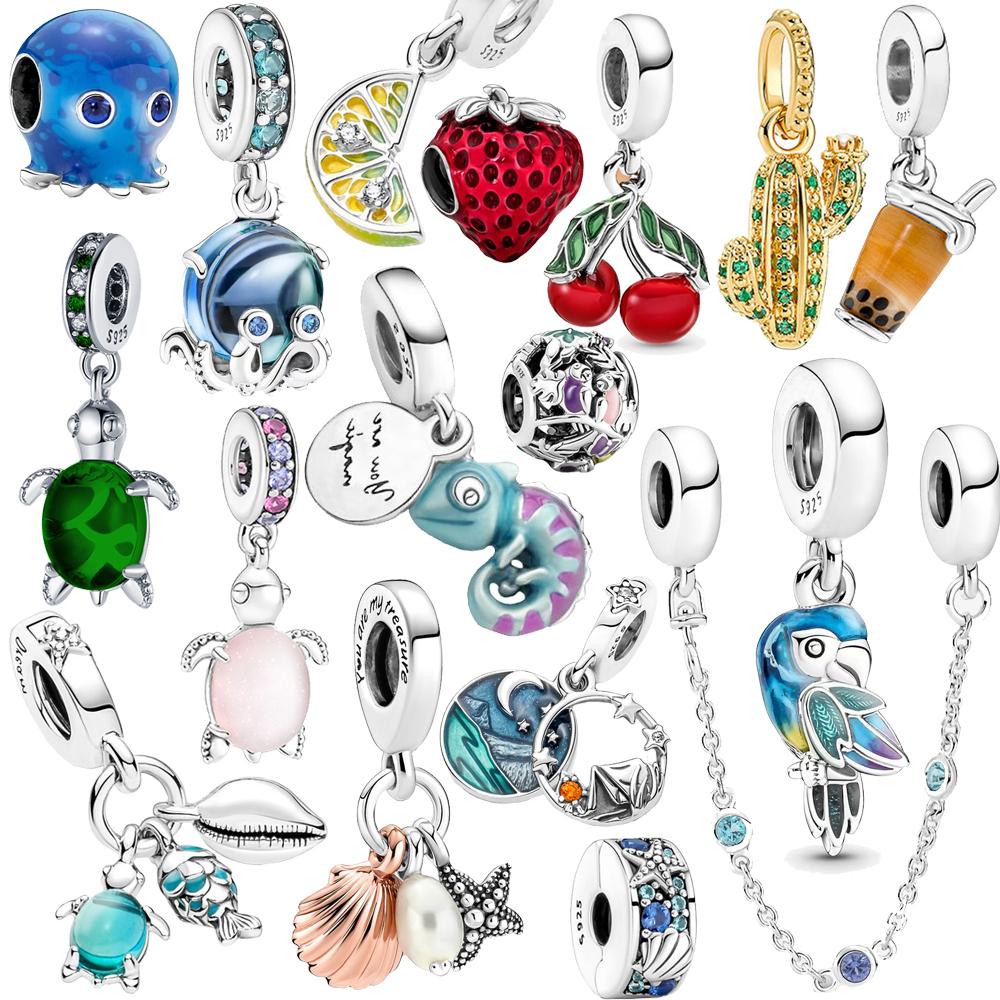 Подвеска из стерлингового серебра 925 пробы, романтическая розовая любовь, фиолетовый камень, подходящий для модного браслета для женщин, изготовление ювелирных изделий своими руками