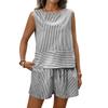 Женский жилет без рукавов с круглым вырезом и шорты, модный повседневный комплект из двух предметов