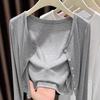 Ice Silk Sunscreen Shawl with Sweater Cardigan Women, 2025 New Autumn Thin Section High-end Early Autumn Long-sleeved Knitted Top