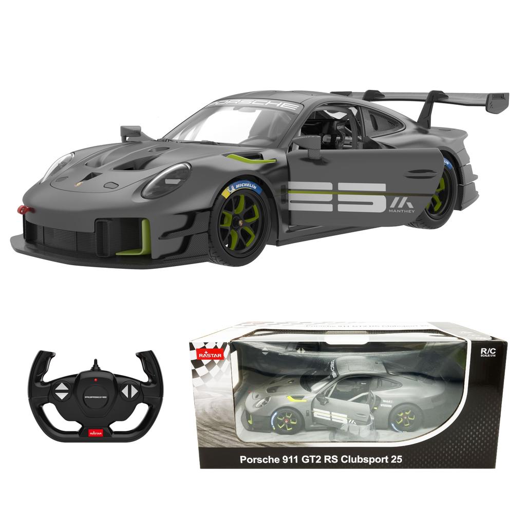 РАСТАР 1:Радиоуправляемая игрушечная машина Porsche 911 GT2RS Clubsport 25 в масштабе 1:14 с подсветкой и дверями, открывающимися вручную