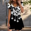 Летняя мода женские V-образный вырез короткий рукав цветочный принт платье сексуальные короткие юбки платья