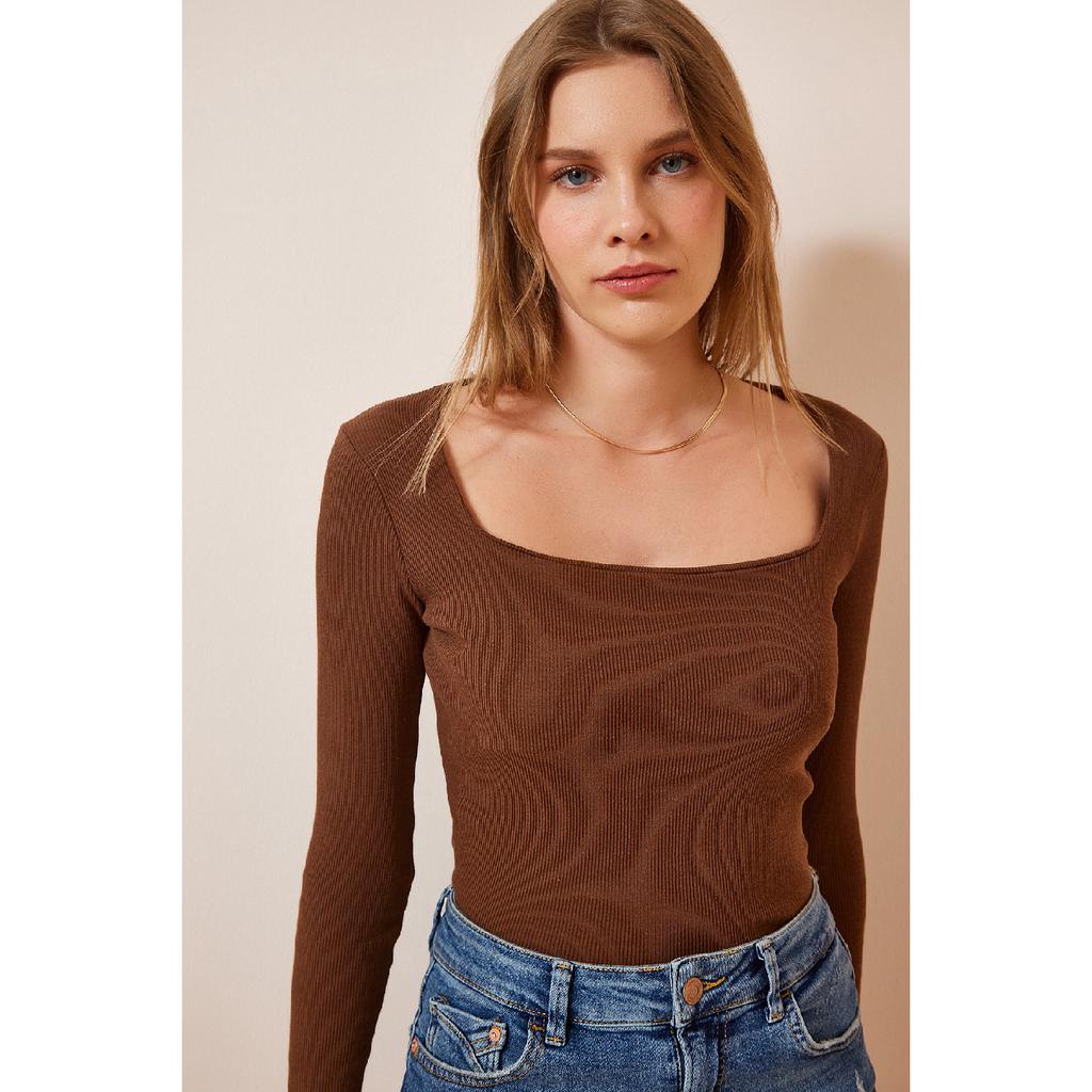 Women's Black And White Square Collar 2-pack Knitted Blouse Gt00056