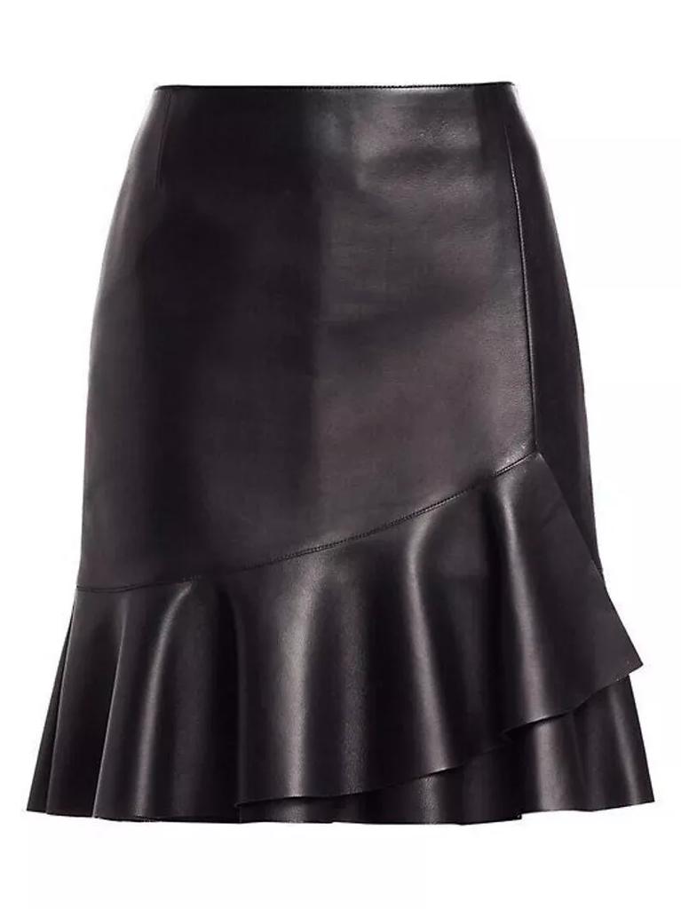 Stylish BLACK Genuine Soft Lambskin Leather Women's Skirt Handmade Party Formal