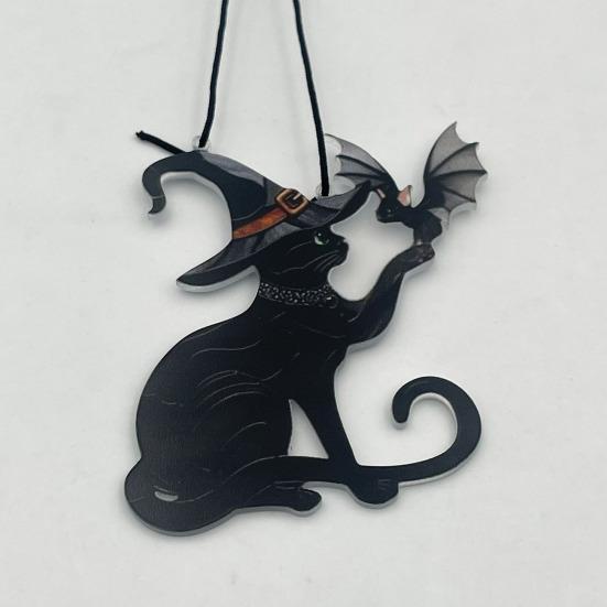 Украшение на Хэллоуин, человеческое сердце, корень дерева, черная кошка, призрачная статуэтка, ручная работа, акриловый кулон для стола, сада, офиса