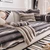 Winter Thickened Sofa Cover Warm Rabbit Plush Sofa Cushion Soft Non-Slip Living Room New Sofa Decorative Backrest Armrest Towel