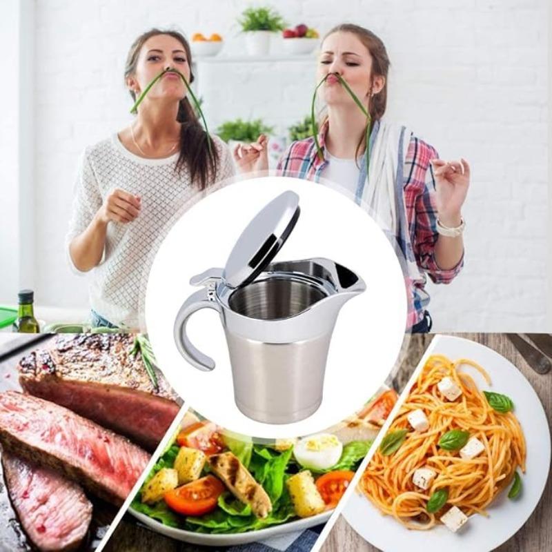 Insulated Sauce Pot Stainless Steel Thermal Insulated Double Wall Sauce Gravy Boat Pot Sauce Jug Restaurant Serving Jug