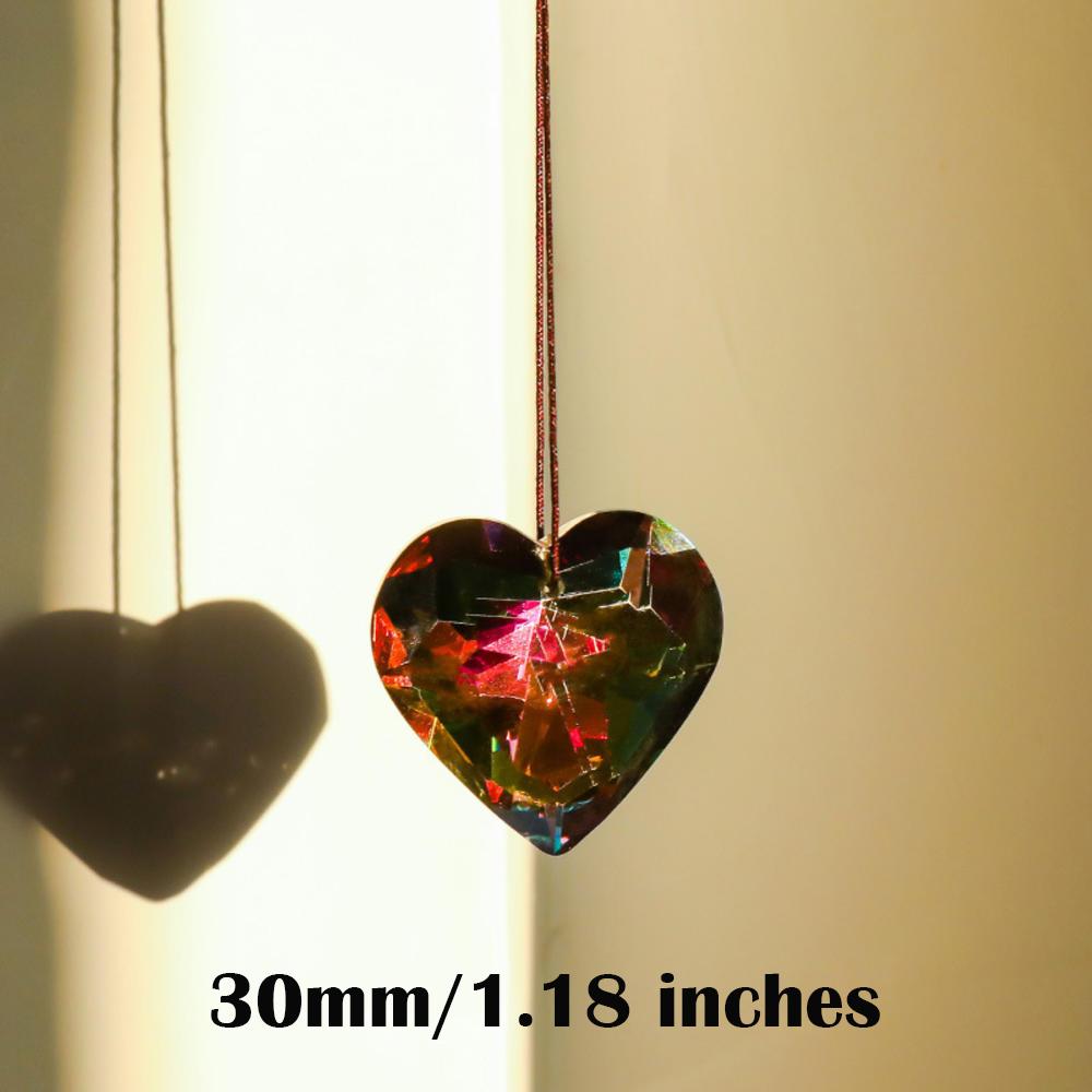 45mm Hanging Heart Suncatcher Prism Pendant Crafts for Home Office Garden Decoration Rainbow Maker Window Pendant 2025 Xmas Gift