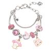 Cute Cartoon Charms Bracelet Women Men Zinc Alloy Adjustable Chain With Kuromi Cinnamoroll My Melody Hello Kitty