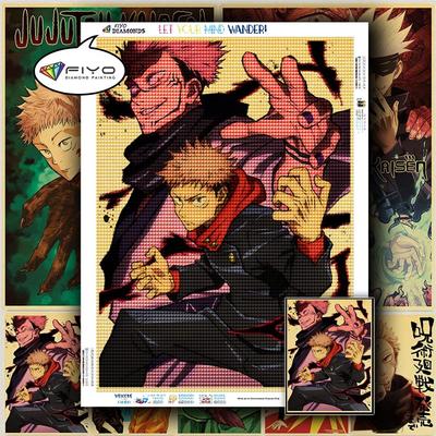 5D DIY Алмазная вышивка Аниме Дзюдзюцу Кайсен Картина Стразы Алмазная живопись Бумага Винтаж Плакат Алмазная мозаика Рукоделие Домашний декор