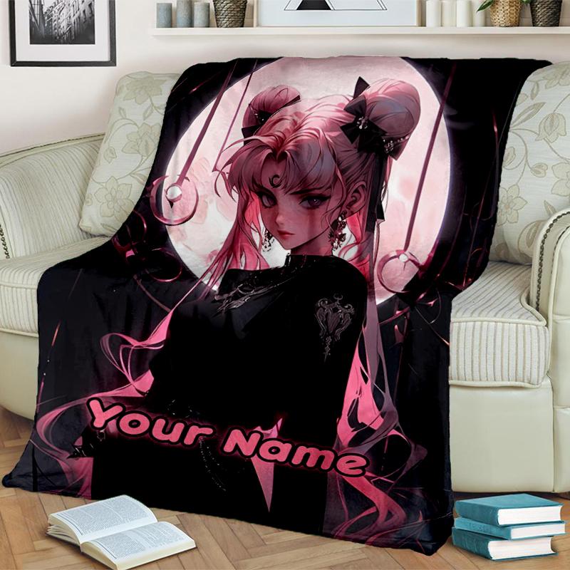 1PC Custom Name Moonlit Fantasy flannel blanket versatile,all-season throw suitable for the living room,bedroom,camping,travel,and gift