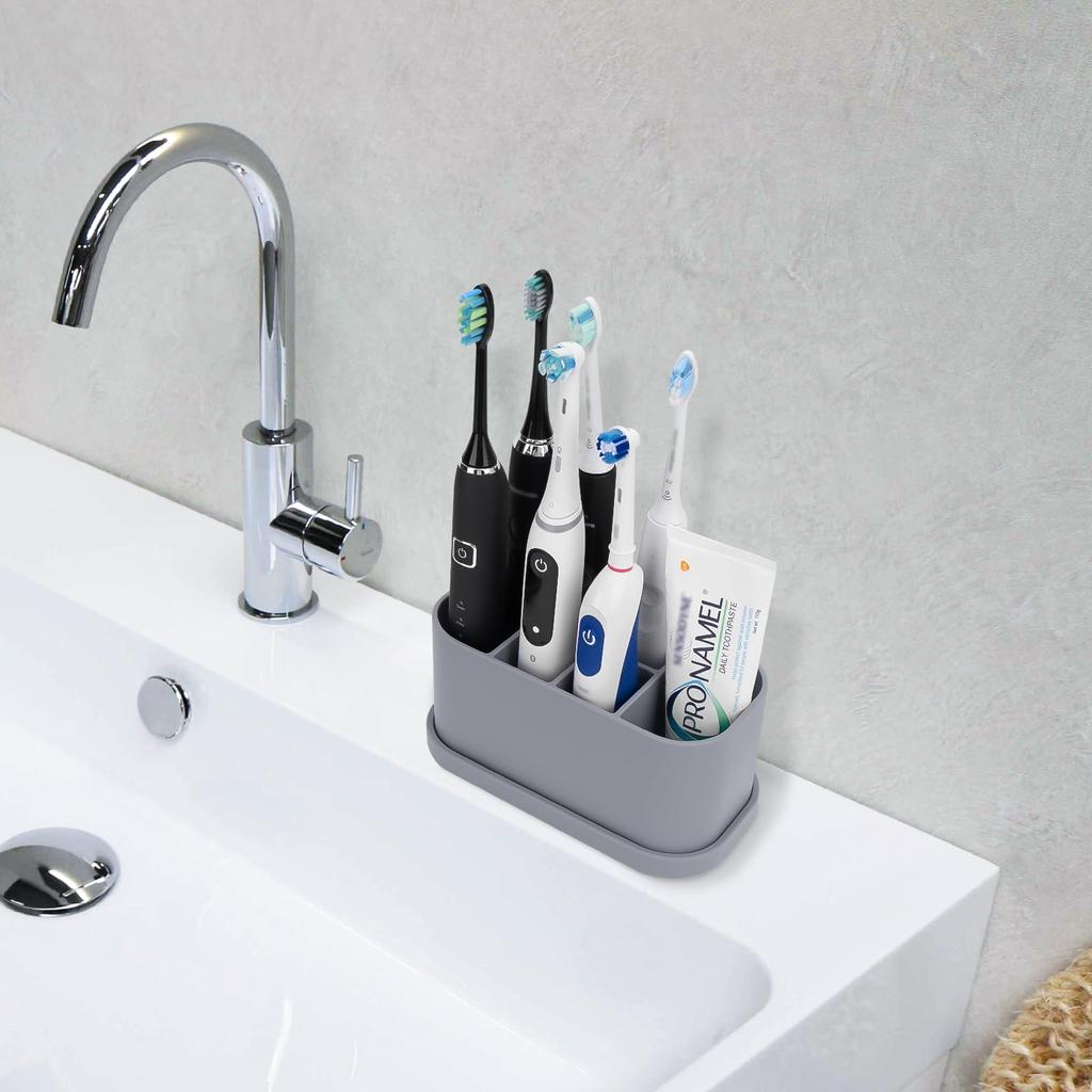 Linkidea Electric Toothbrush Silicone Toothbrush Countertop Electric Toothbrush Holder Organizer Compatible with Pro 100 and Spinbrush Pro Holder,