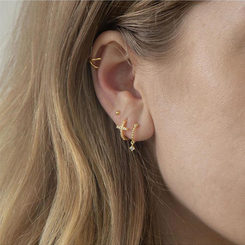 Серьги, Цирконий Крестовина Ухо Пряжки Ins Стиль Ниша Дизайн Серьги Модные Серьги