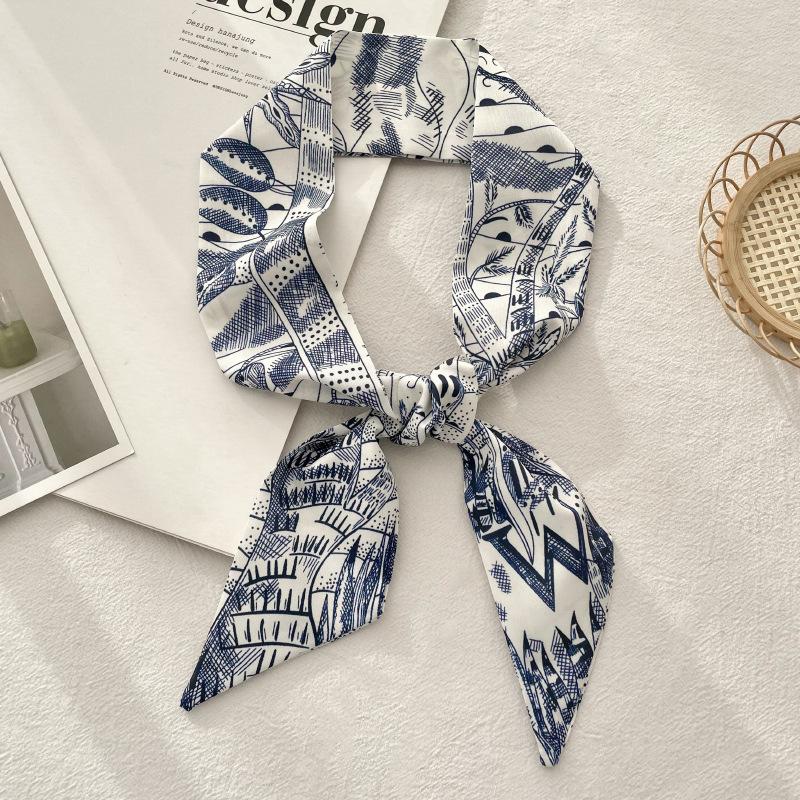Long Silk Scarf Atmosphere New Thin Narrow Tie Bag Gift Strap Headband Small Tie