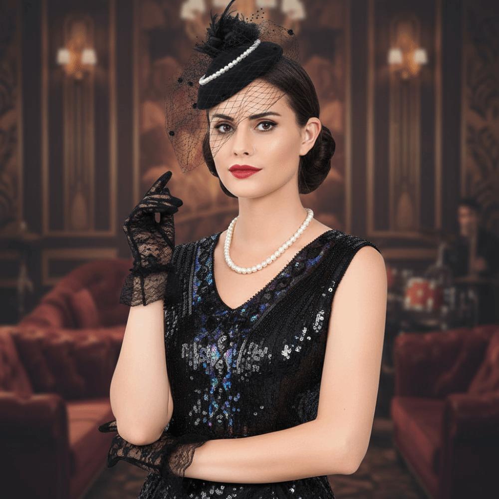 Pearl Vintage Fascinator Hat Exquisite Masquerade Hair Band Retro Bride Headdress Photography