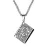 Vintage Cross Bible Book Pendant Necklace For Men and Women