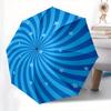 Spiral Stars Automatic Folding Umbrella  8 Ribs, Durable Iron Frame, Bright Color Pattern Compact Travel Umbrella, Suitable for Outdoor, Bea