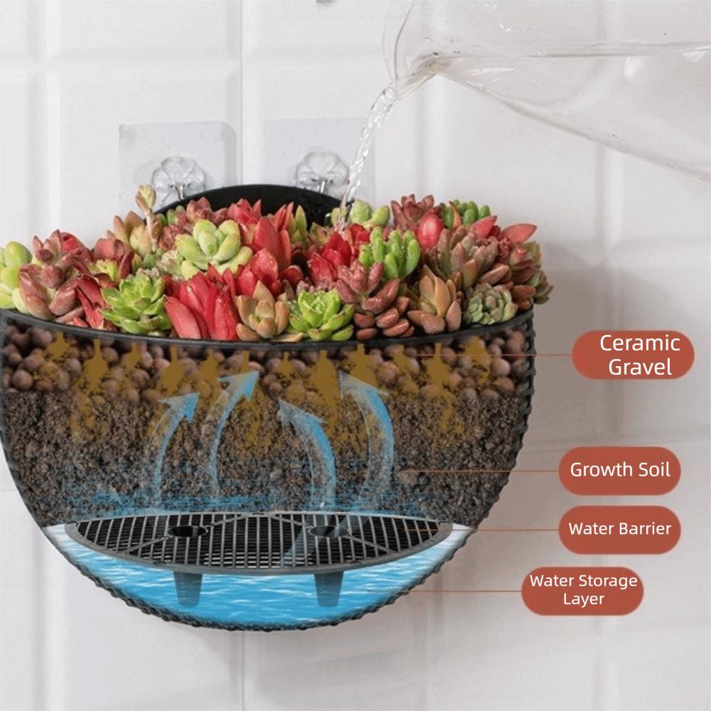 Plastic Rattan Weaving Hanging Flowerpot Half Round Over Fence Planter Wall Flower Pot Flower Shop