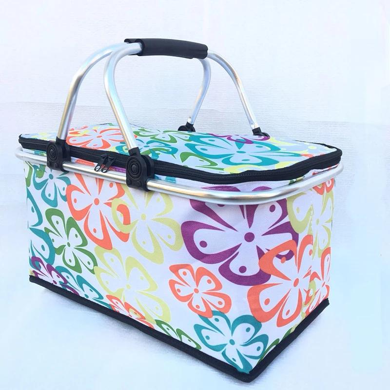 Car Oxford Outdoor Picnic Insulation Storage Basket Refrigerated Food Delivery Box Folding Shopping Basket Trunk Storage Box