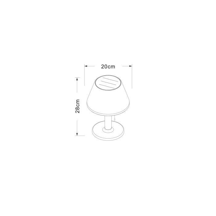 Lampe de table solaire G2 très éclairante - GALIX - 100 Lumens - Plastique et tube en inox