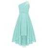 Kids Girls One Shoulder Sleeveless Bridesmaid Dress High Waist Party Dress for Evening Proms Gowns