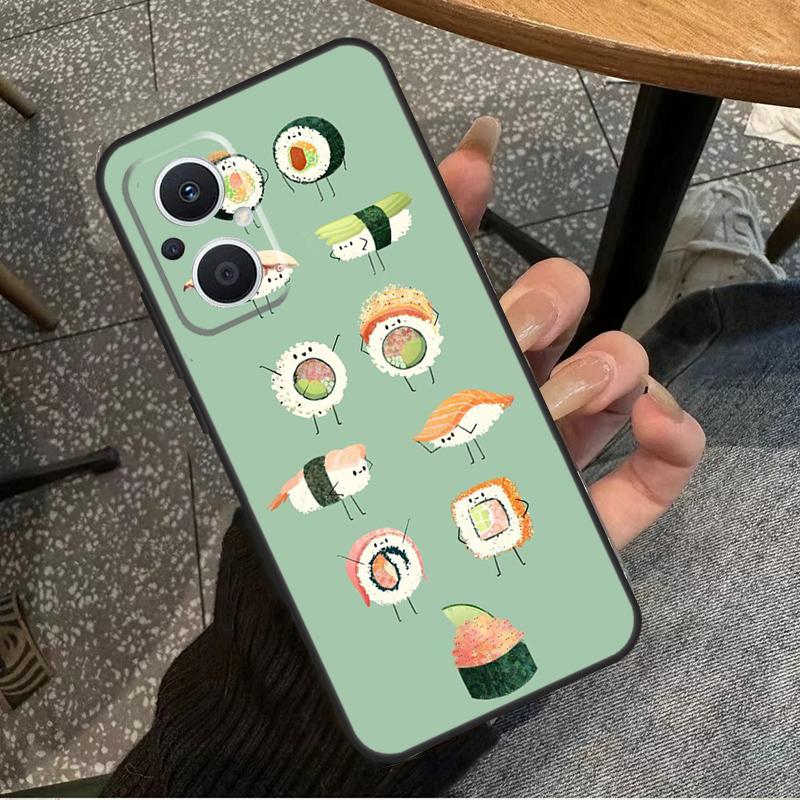 Kawaii Sushi Crowd Case For OPPO Reno 7 8 10 Pro 8T 2Z 4Z 5Z 6 Lite OPPO Find X6 Pro X2 X5 Lite X3 Neo Cover