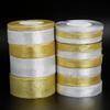 1Pcs Gold/Silver Silk Satin Organza Glitter Ribbon 7-38mm Onions Belt for Wedding Cake Gift Package