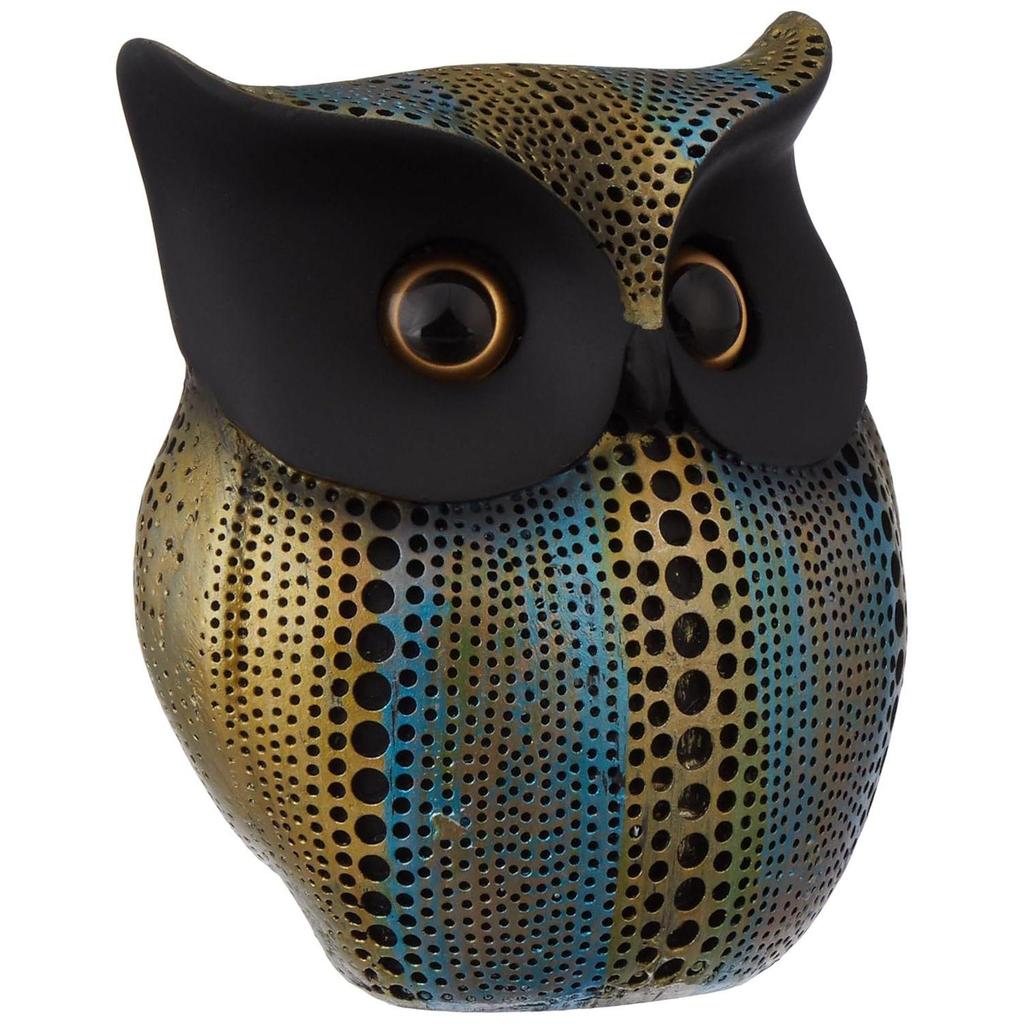 Modern Classy Happy Owl Resin Art Figure Showpiece (Multicolor)