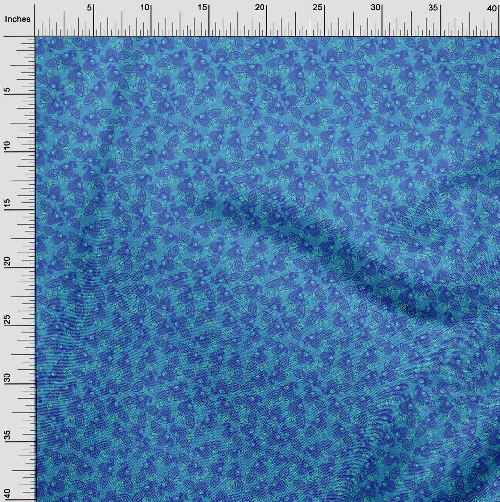 oneOone Cotton Flex Medium Blue Fabric Peacock Sewing Fabric By The Yard Printed Diy Clothing Sewing Supplies 40 Inch