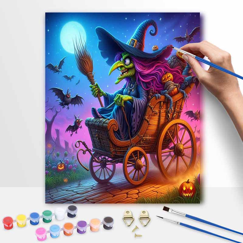 Disney DIY Witch Pumpkin Painting Kit Classic Style Home Decor Craft Gift Idea for Wall Art Festive Atmosphere Fun Celebration Creative