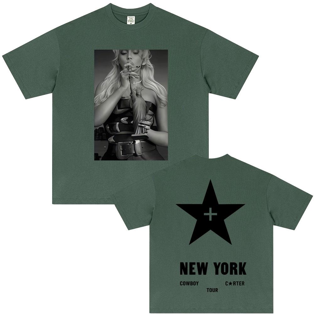 Beyonce Cowboy Carter New York Tour Tshirt Men Women Casual Cotton Vintage T Shirt Male Fashion Pop Music Short Sleeve Tshirts