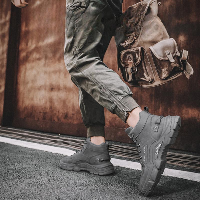 Мода 2024 Мужские ботинки Повседневная обувь Зимняя Кожа Дизайнерская Роскошная Обувь до щиколотки Платформа Рабочая Обувь Безопасности Спортивная обувь Мужские ботинки Botas