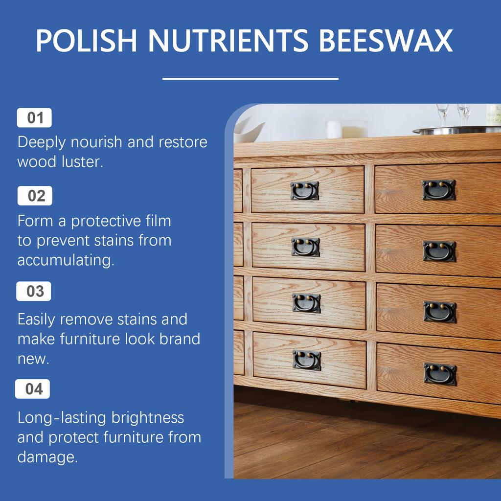 Полироль для мебели на основе пчелиного воска. Увлажняющее чистящее полирующее средство для ухода за деревянной мебелью. Глубокая очистка скопившихся пятен воска.
